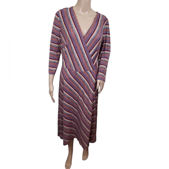 Lane Bryant 3/4-Sleeve Surplice Rib Midi Dress - Picture 3 of 4